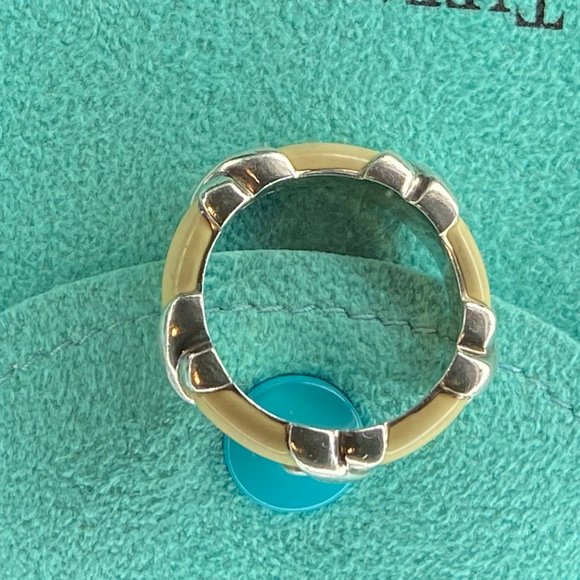 Tiffany & Co. White Enamel Signature X Stack Band Ring size 6 - Picture 8 of 15